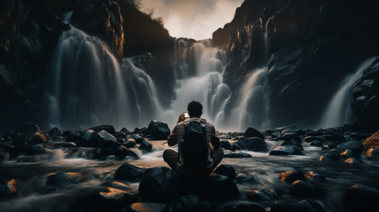 iPhoneographer capturing a waterfall