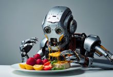 Robot eating fruit