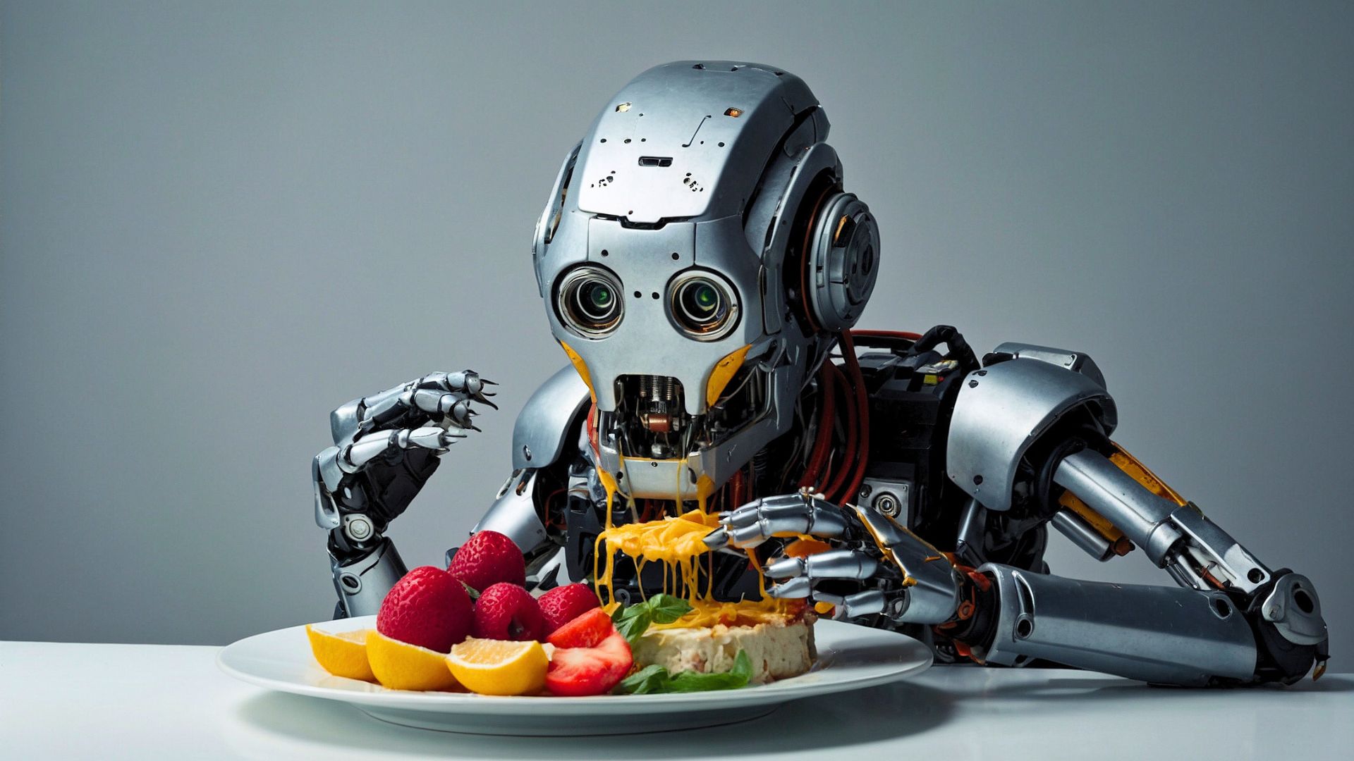 Robot eating fruit